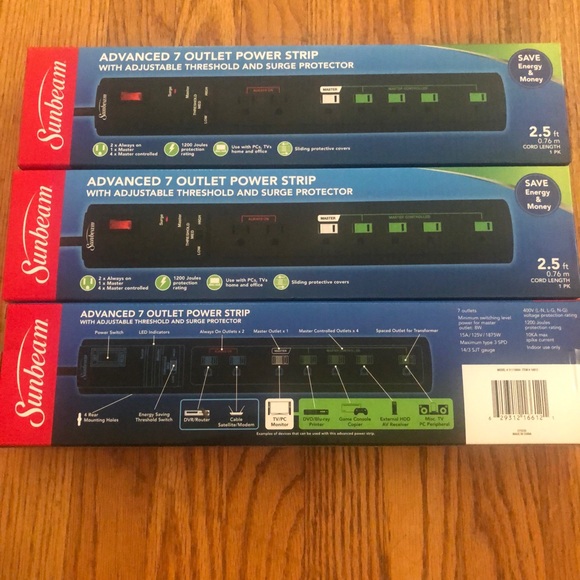 3 Power-Strips Sunbeam NIB - Picture 5 of 5